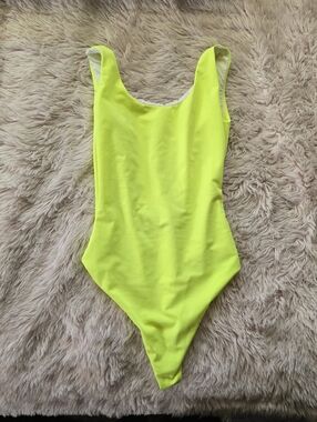 Akira Chicago Neon Yellow One-Piece Thong Swimsuit